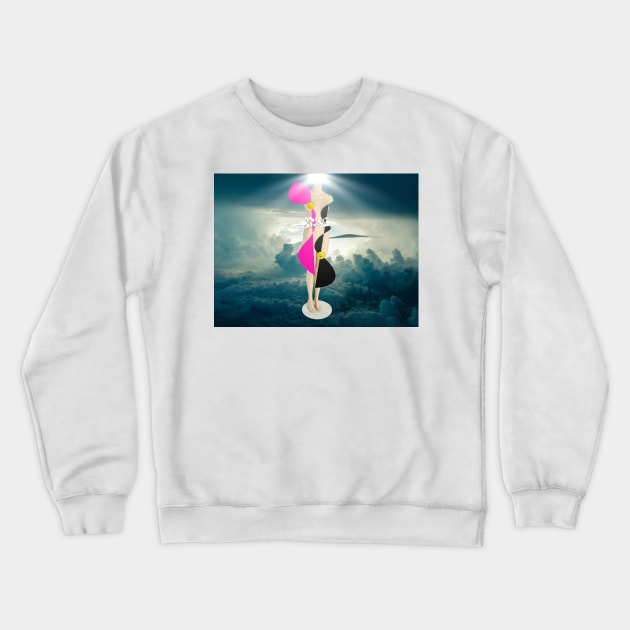 Getting Dressed at Home in front of Mirror Crewneck Sweatshirt by Artstastic